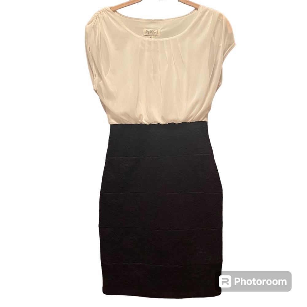 Lace Textured White/Black Dress